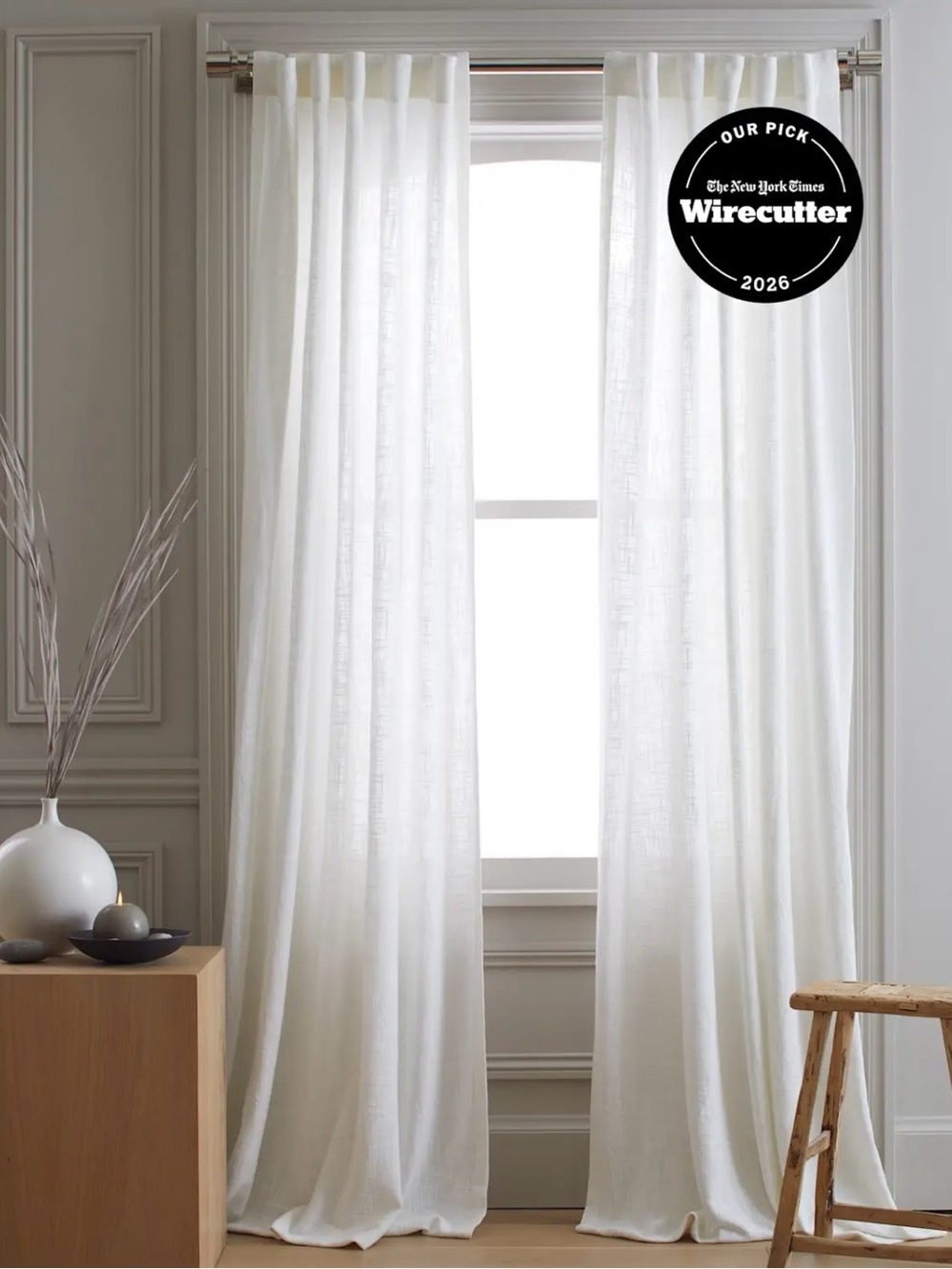 Quince Cotton Sheer Curtain Panel Set (of 2) White 48” X 96” Sold Out. NWT